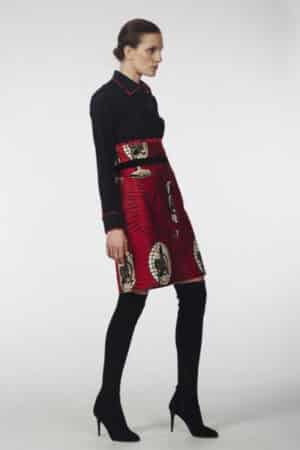Les RemarKables - Robe chemise Carmen en coton italien noir, empiècement wax et velours