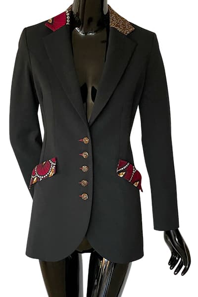 Les RemarKables Charlotte black laced suit jacket - Face2